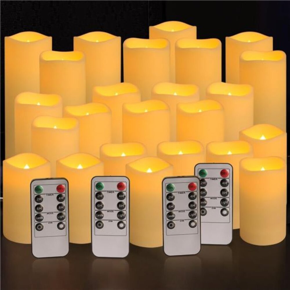 New Set of 24 Waterproof Outdoor Flameless Candles, LED Candles with 4 Remote